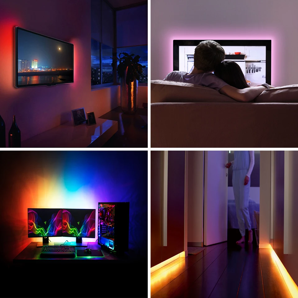 Гибкий светодиодный светильник RGB 5 в пост. Тока 0 м 2 USB волшебный лента HDTV экран
