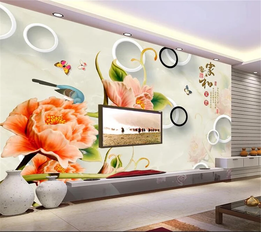 Обои на заказ wellyu papel de pared 3D Черно белые круглые тисненые пионы домашние и богатые