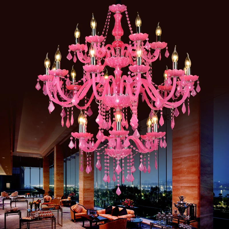 

European style candle light modern led crystal chandelier lighting stair lamp hotel lobby crystal lamp KTV crystal Chandelier