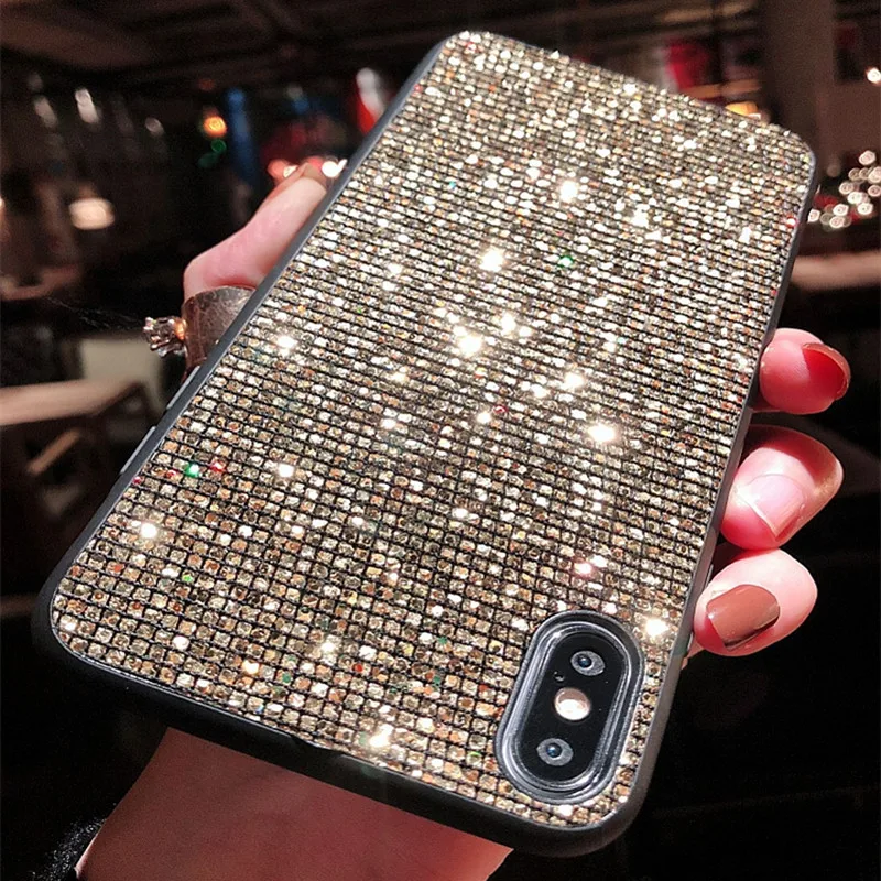Модный чехол со стразами для iPhone 8 7 6 S Plus 8Plus блестящий накладка с блестками X XS MAX XR