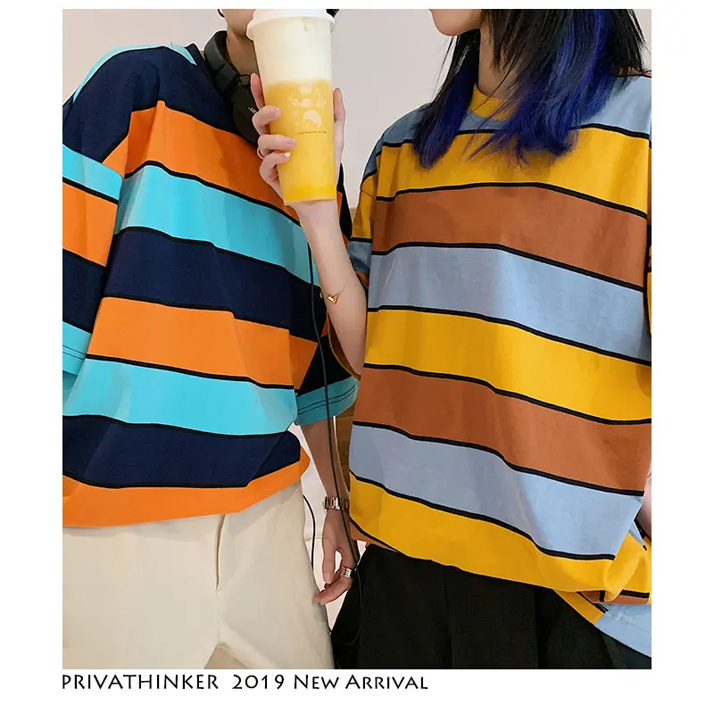 Privathinker мужская полосатая футболка Harajuku летняя хип хоп уличная цветная модная с
