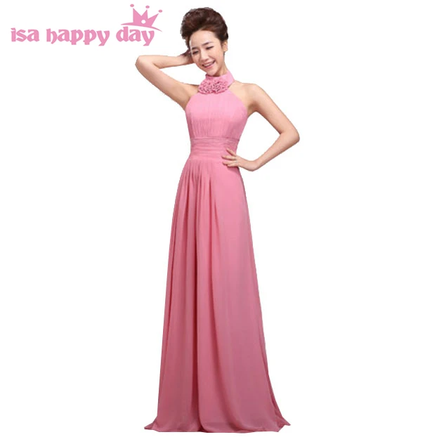 

vestidos de chiffon formales party evening elegant halter blush dress gown 2020 new arrival formal celebrity dresses H1178