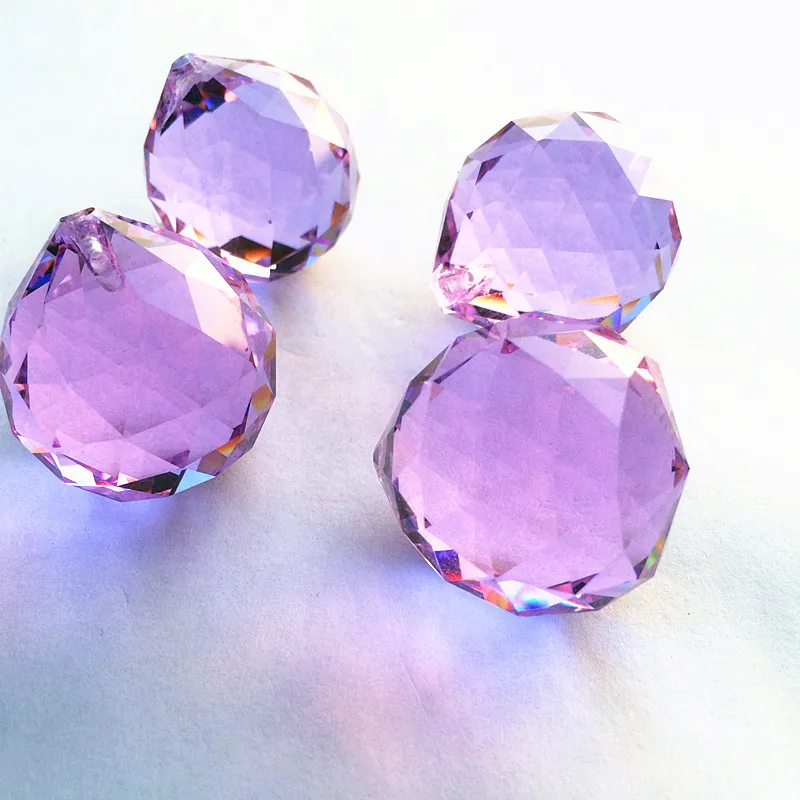 

wholesale 94pcs/lot 30mm Purple Crystal Glass Faceted Balls For Chandelier Pendants,lamp suncatcher hanging Parts Free Shipping