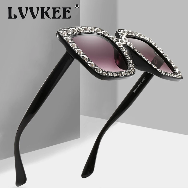 LVVKEE роскошный негабаритных Bling солнцезащитные очки со стразами Для женщин ретро Брендовая дизайнерская обувь алмаз Солнцезащитные очки женские UV400 Óculos de sol