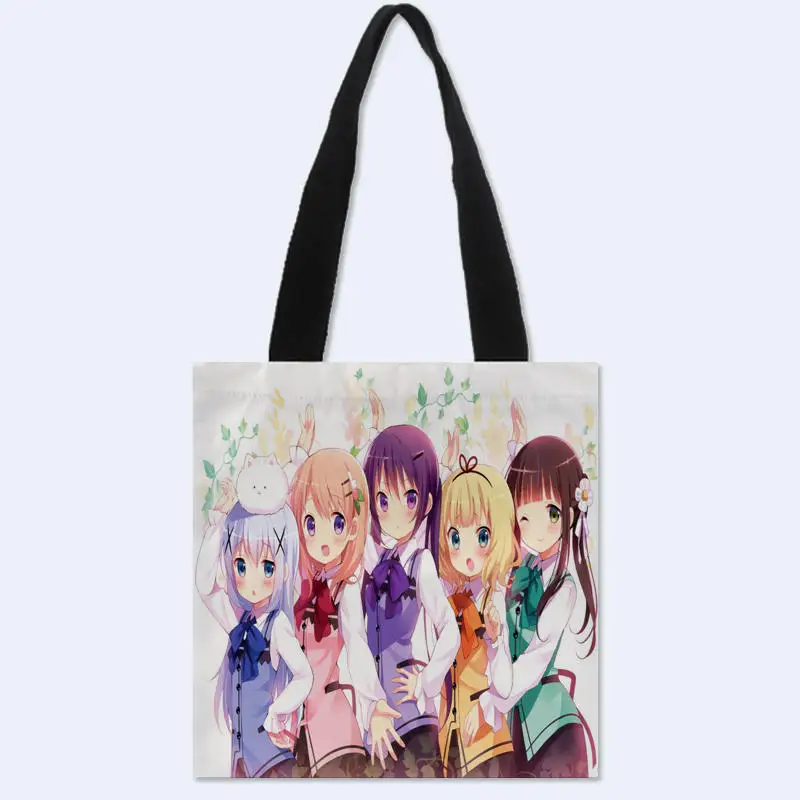 HEARMNY пользовательский Gochuumon wa Usagi Desu ka Сумка тоут двухсторонняя льняная