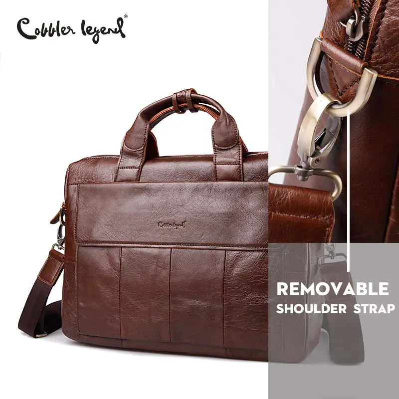 Cobbler Legend Famous Brand Genuine Leather Men Business Briefcase Laptop Bags Men's Travel Shoulder Bag Vintage Brand Handbag