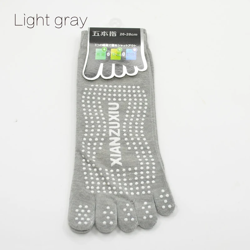 Light gray Brotock, мужские хлопковые дышащие Нескользящие массажные носки для йоги, хлопковые спортивные носки для йоги с пятью пальцами, носки с 5 пальцами - Цвет: Light gray
