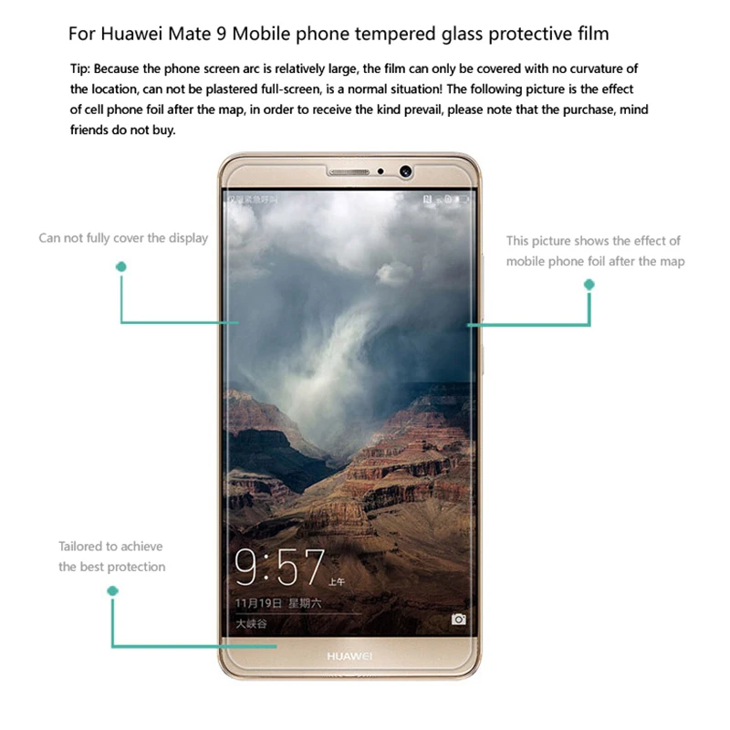 Vbnm для Huawei Коврики 9 закаленное Стекло H 2.5D Премиум Экран протектор 9|screen protector|glass