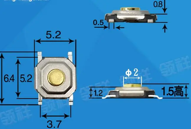 Тактильный кнопочный переключатель 100x Мгновенный Такт 4x4x1 5 мм 4-контактный