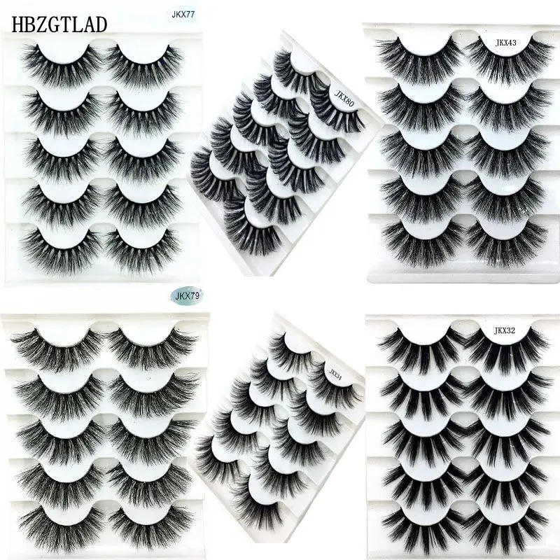 

NEW 13 styles 5 Pairs 3D Mink Hair False Eyelashes Natural/Thick Long Eye Lashes Wispy Makeup Beauty Extension Tools Wimpers JKX