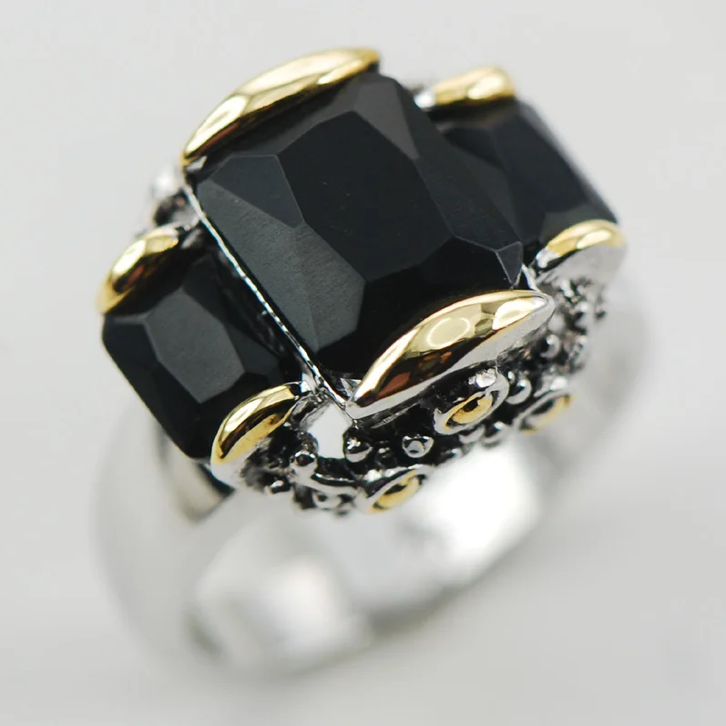 Серебряное кольцо с черным ониксом Размер 6 7 8 9 10 F999|ring two|ring butterflyring resin |
