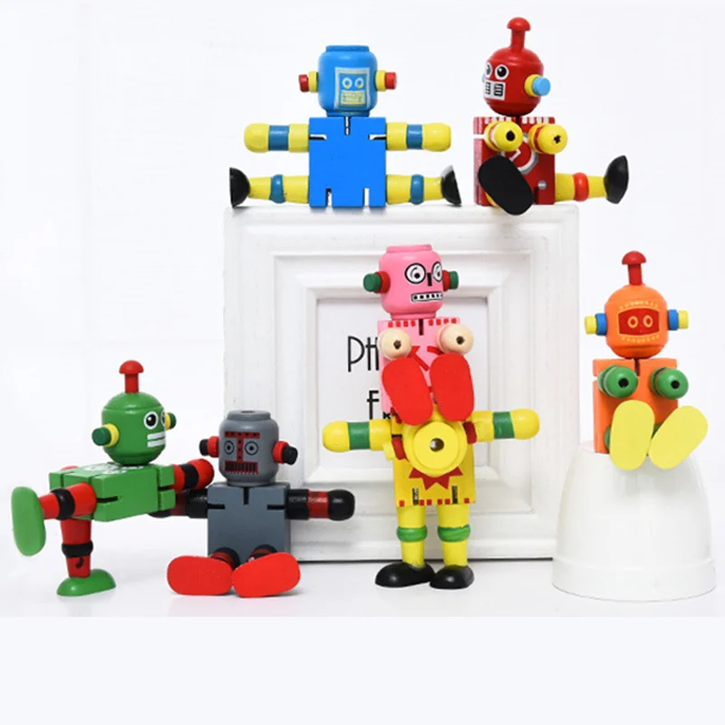 Wooden Robot Toy Early Learning Elastic Deformation Robots Figure Toys for Children Kids Adults S7JN | Игрушки и хобби