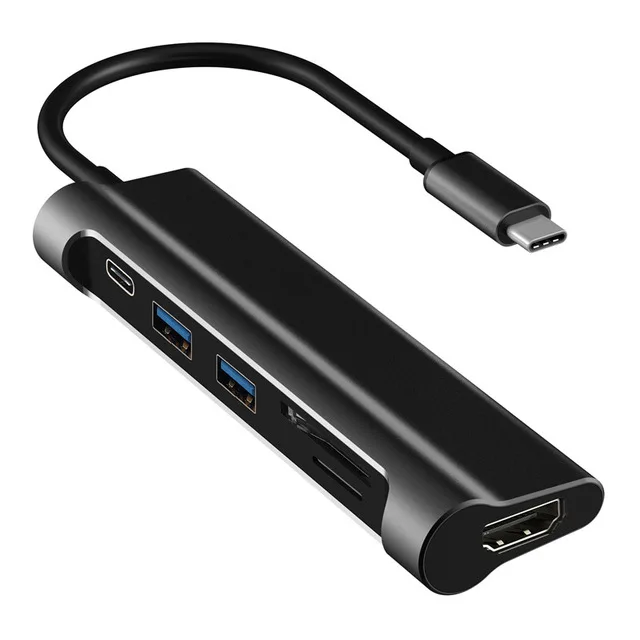 Black DZLST usb-хаб type C USB 3,1 адаптер SD/TF кард-ридер HDMI type-C PD зарядка USB 3,0 концентратор для MacBook huawei P20 Pro/Matebook - Цвет: Black