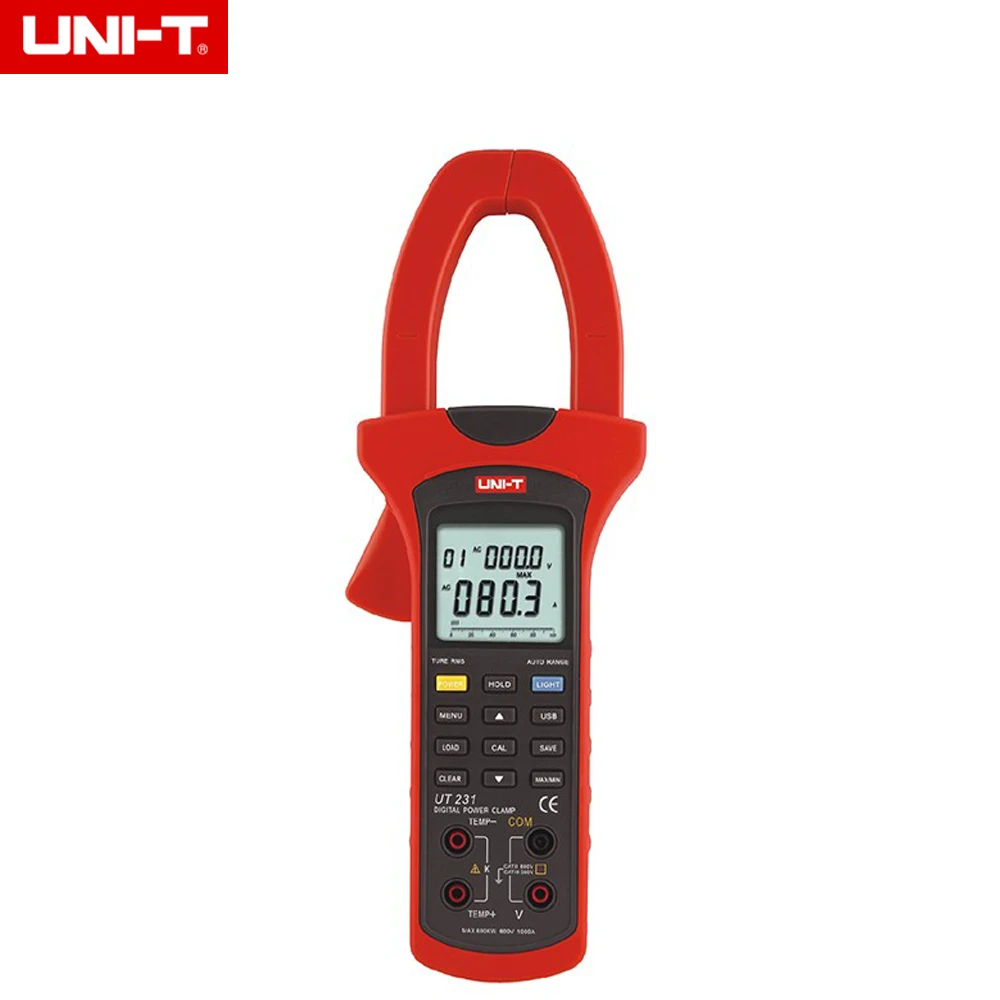 

UNI-T UT231 Single-phase 2-wire 600KW Power Clamp Meter True RMS Digital Clamp Meters Power Factor Phase Angle USB Data Logging