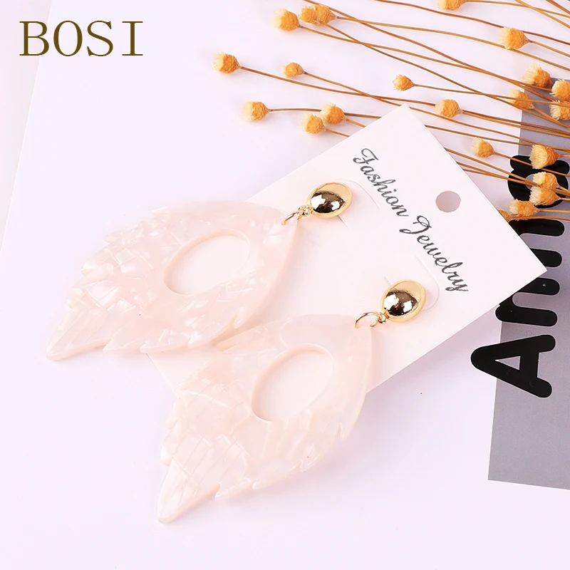 Акриловые серьги для женщин Boho ацетат Висячие висячие серьги модные большие зеленые Богемные аксессуары Геометрические Роскошные трендовые