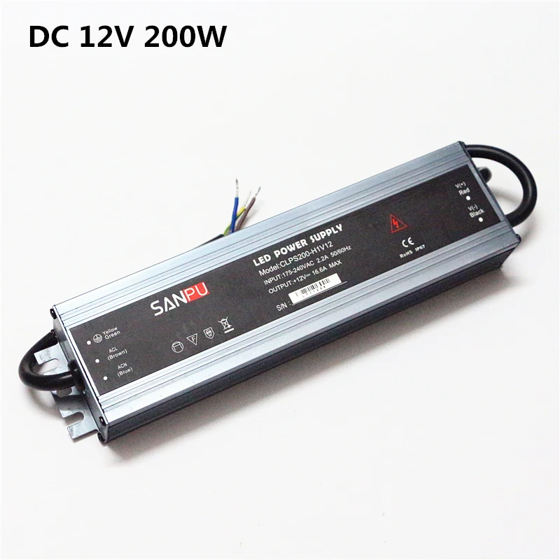AC 110V 220V DC/DC 12V 5A 8.3A 10A 12.5A 16.6A ультра тонкий светодиодный драйвер 60Вт 100W 120W 150W 200W Водонепроницаемый блок питания светодиодной ленты