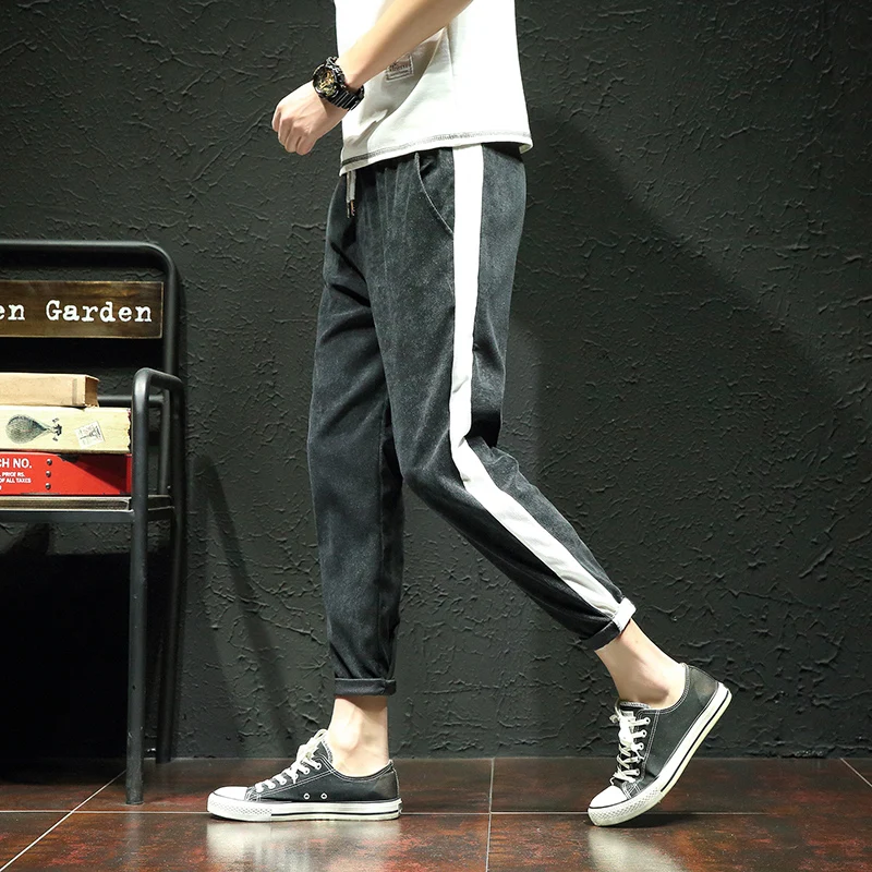 Men's Casual Pencil Pants Large Size Loose New Ankle Length Elastic Waist and Embroidered | Мужская одежда