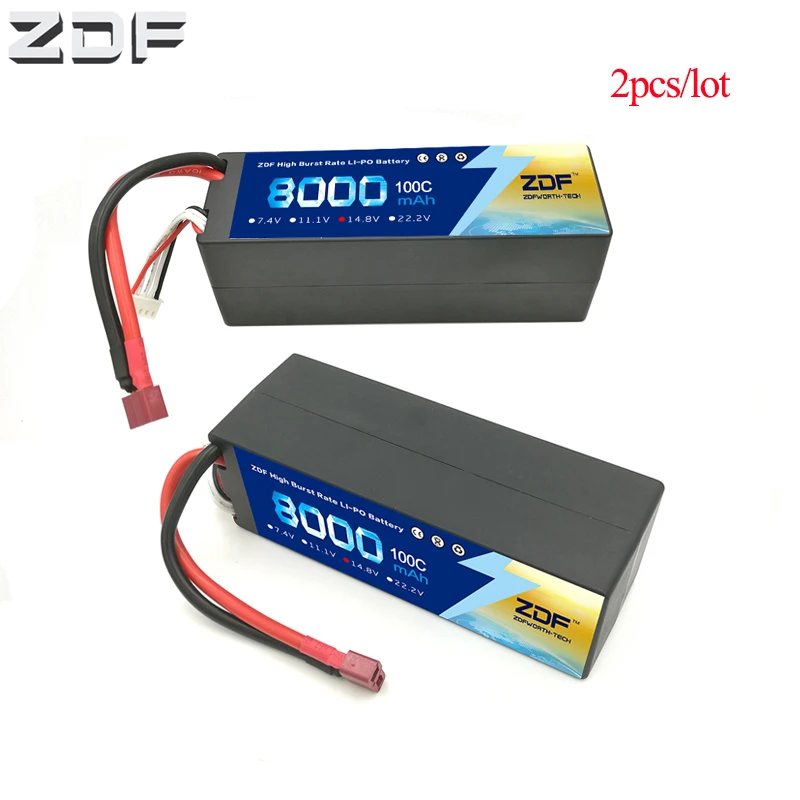 Жесткий чехол ZDF 2 шт./лот Lipo RC Battery 4S 14 8 V 8000mAh 100C Max 200C для радиоуправляемого