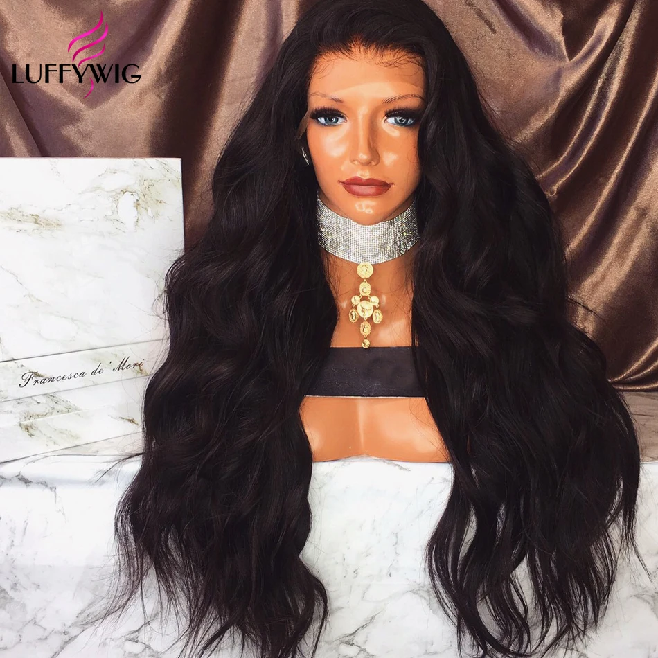 LUFFYHAIR 13x6 кружевные передние человеческие волосы парики с детскими волосами 250% плотность натуральные волнистые кружевные передние парики бразильские волосы remy