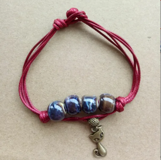 Браслеты ручной работы с керамическими бусинами длиной около 17 см 3 шт. 10 мм