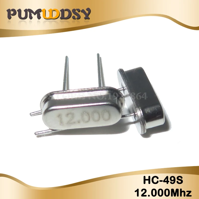 100PCS 4Mhz 6Mhz 8Mhz 12Mhz 16Mhz 20Mhz 24Mhz 32.768K 2*6 32.768K 3*8 Quartz Crystal Resonator Passive Oscillator HC 49S - Color: 12.000MHZ