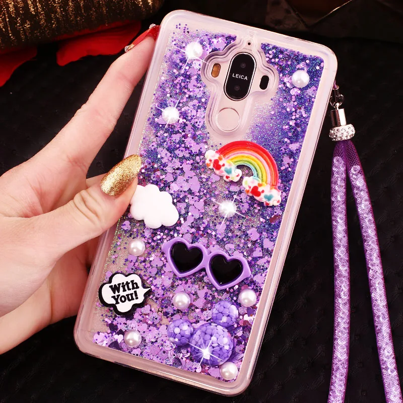 Huawei mate 9 случае потока жидкости песок Роскошные Стенд держатель чехол для huawei mate9