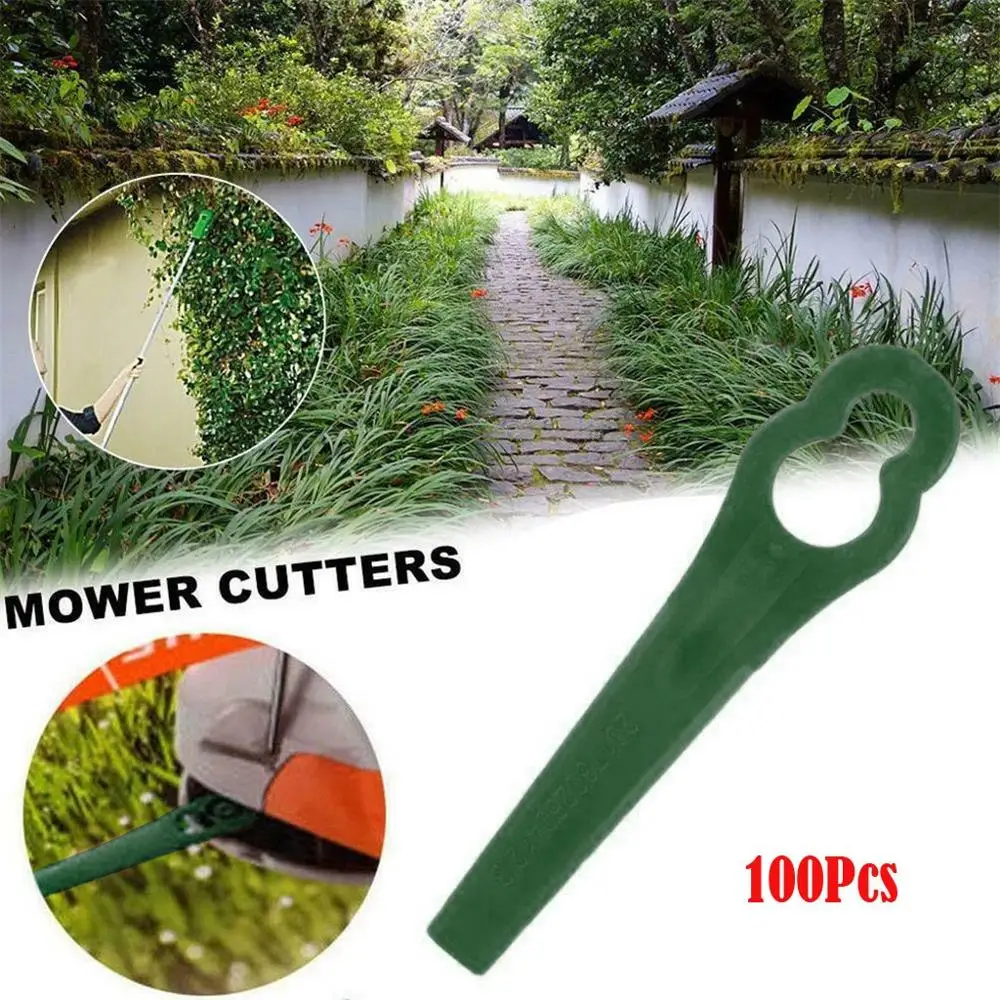 

100Pcs RT250 Garden Lawn Trimmer Plastic Material Cutting Replacement Parts Lawn Mower Blade #4M30