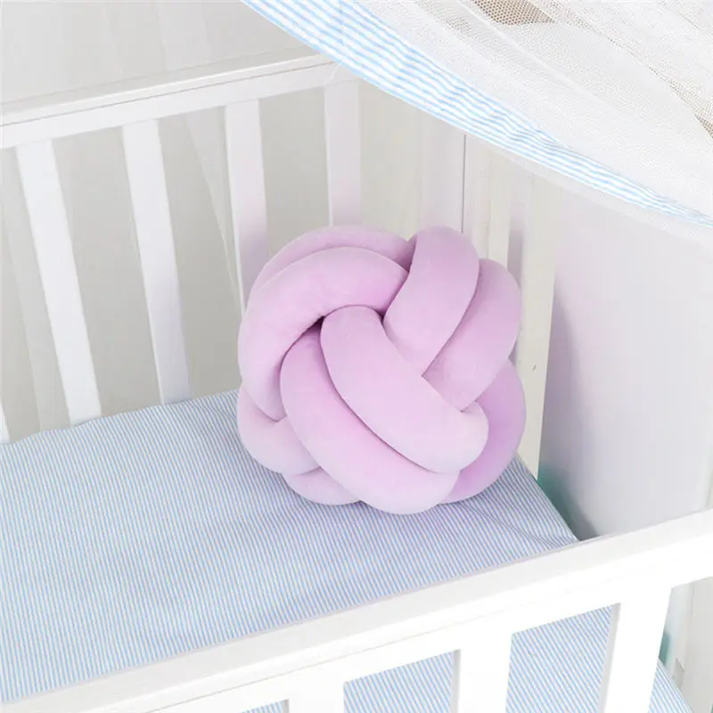 light-violet-20cm Украшение в детскую комнату детская спинка кровати Подушка ручной работы плетеный узел мяч Подушка Мягкий Хлопок В Стиле Радуги, для младенцев защита для кроватки - Цвет: light-violet-20cm