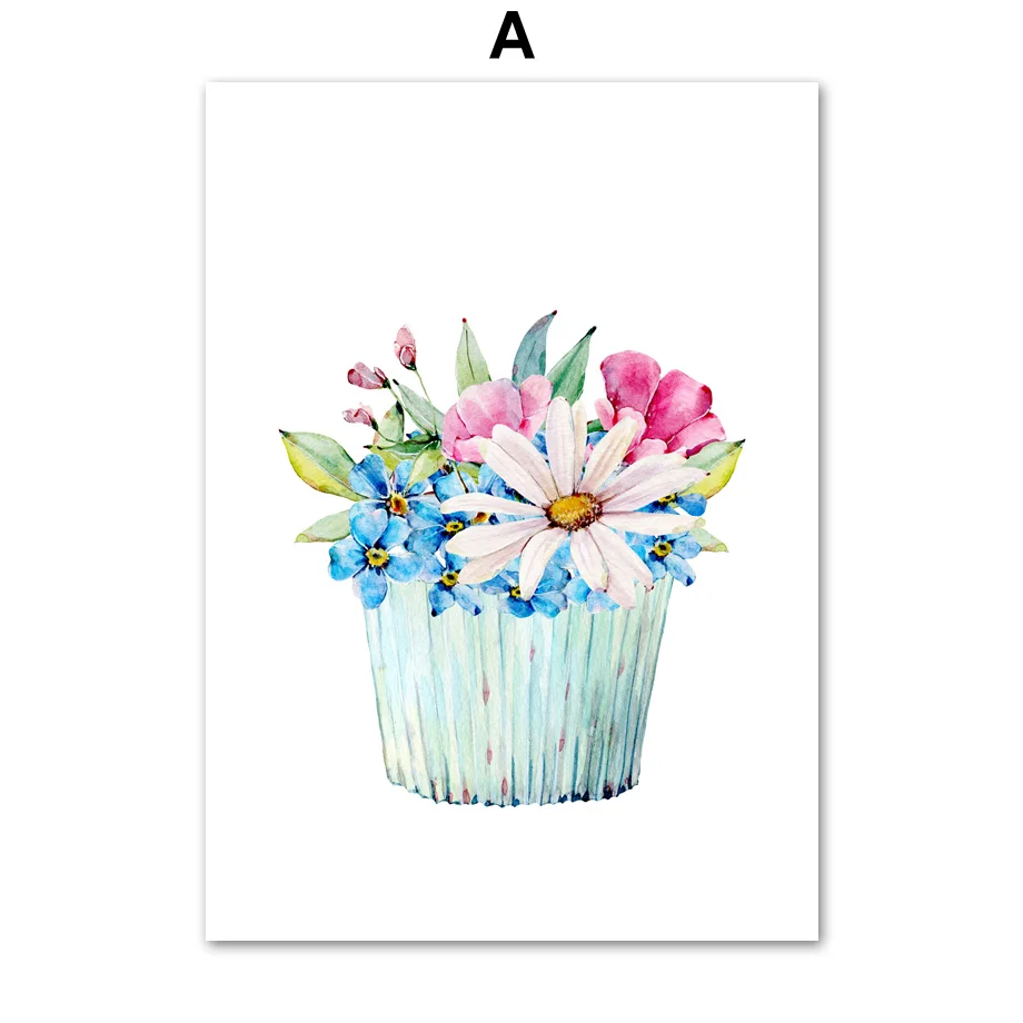 Картина на холсте с изображением маргариток синих подсолнухов гиацинта