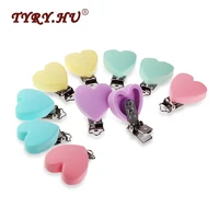 10pcs heart shaped silicone pacifier clips baby teething nipple holder bpa free nursing baby pacifier chain accessories