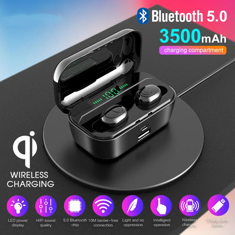 Bluetooth наушники G6s TWS беспроводные с аккумулятором 3500 мАч V5.0 светодиодный дисплей