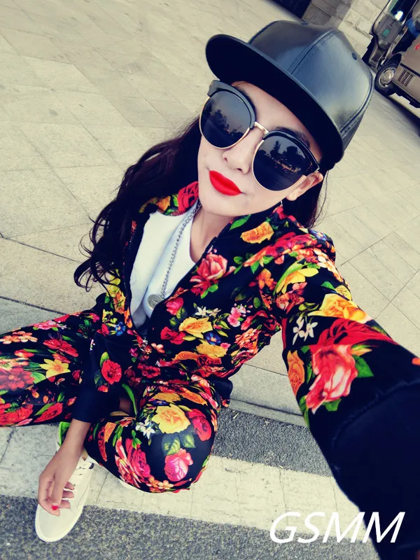 

Tracksuit Women two piece set Floral Print top and pants Winter Autumn Suits Slim Sexy Bodycon for female Long Sleeve Clothing
