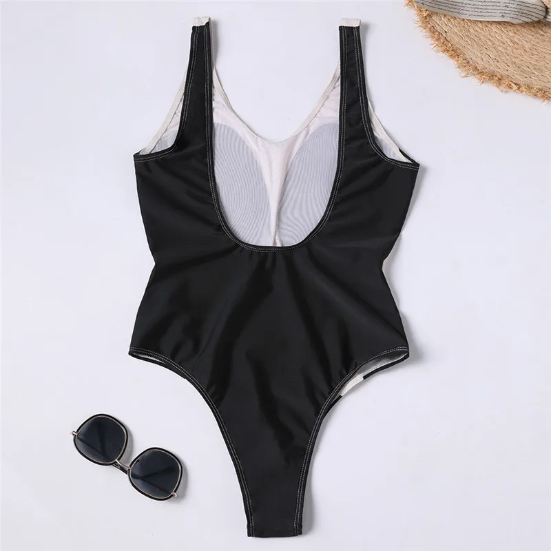 Лоскутная сетка ремень пуш ап Bodycon сексуальное женское пляжное бикини Монокини