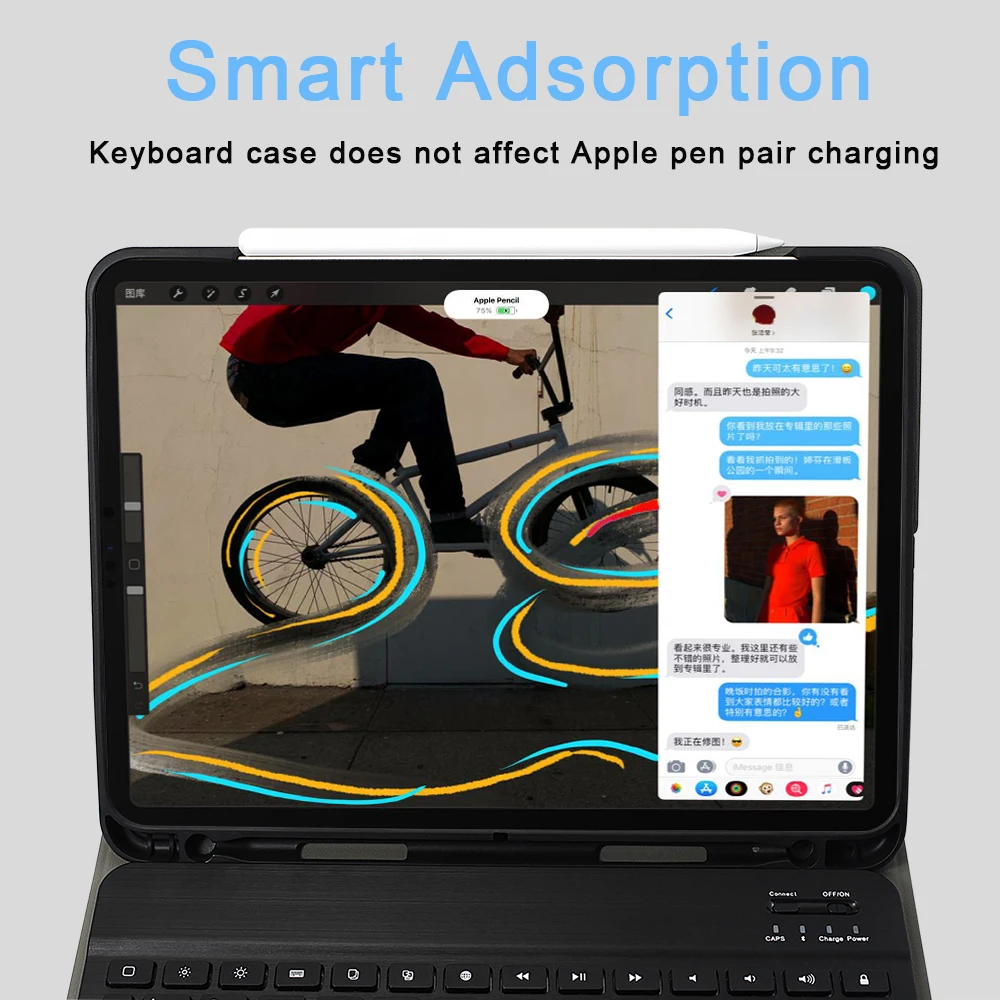 Для iPad 11/10.5/9.7 2018/Air 3 2019 чехол с клавиатурой Съемный карандаш держатель