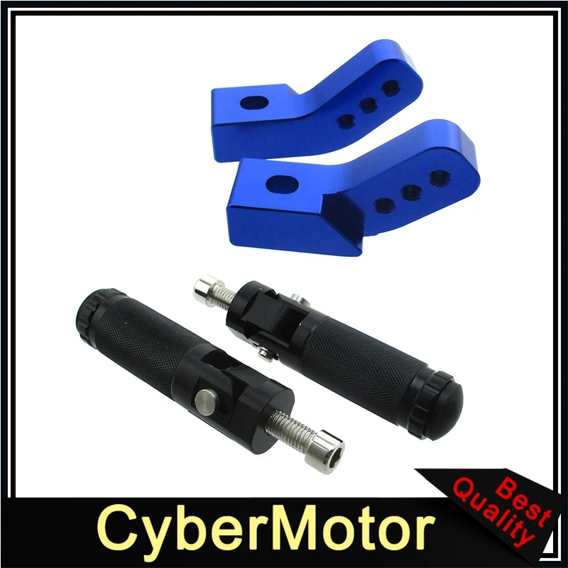 Blue and Black CNC алюминиевая регулируемая подножка упор для ног расширитель кронштейн для трубопровода для питбайк мотоцикл - Цвет: Blue and Black