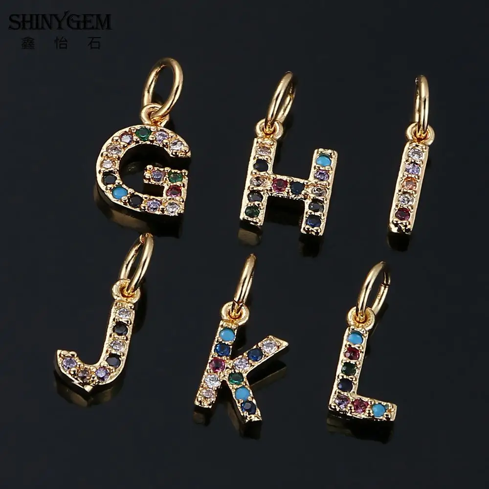 ShinyGem 07*08 мм Золотая инкрустация Стразы оригинальные ожерелья с буквой красочные