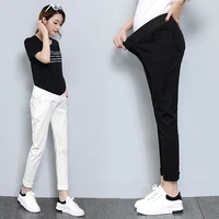 linen maternity pants low waist belly straight capris pants clothes for pregnant women summer loose trousers pregnancy clothing