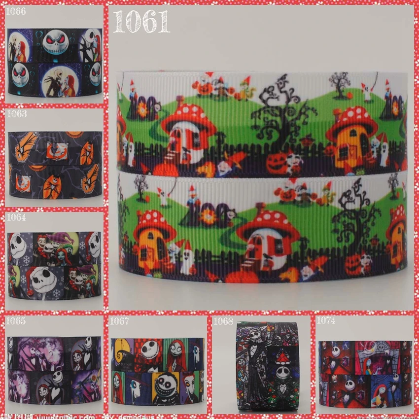 

NEW sales 50 yards Happy Halloween ribbon pattern printed grosgrain ribbon free shipping