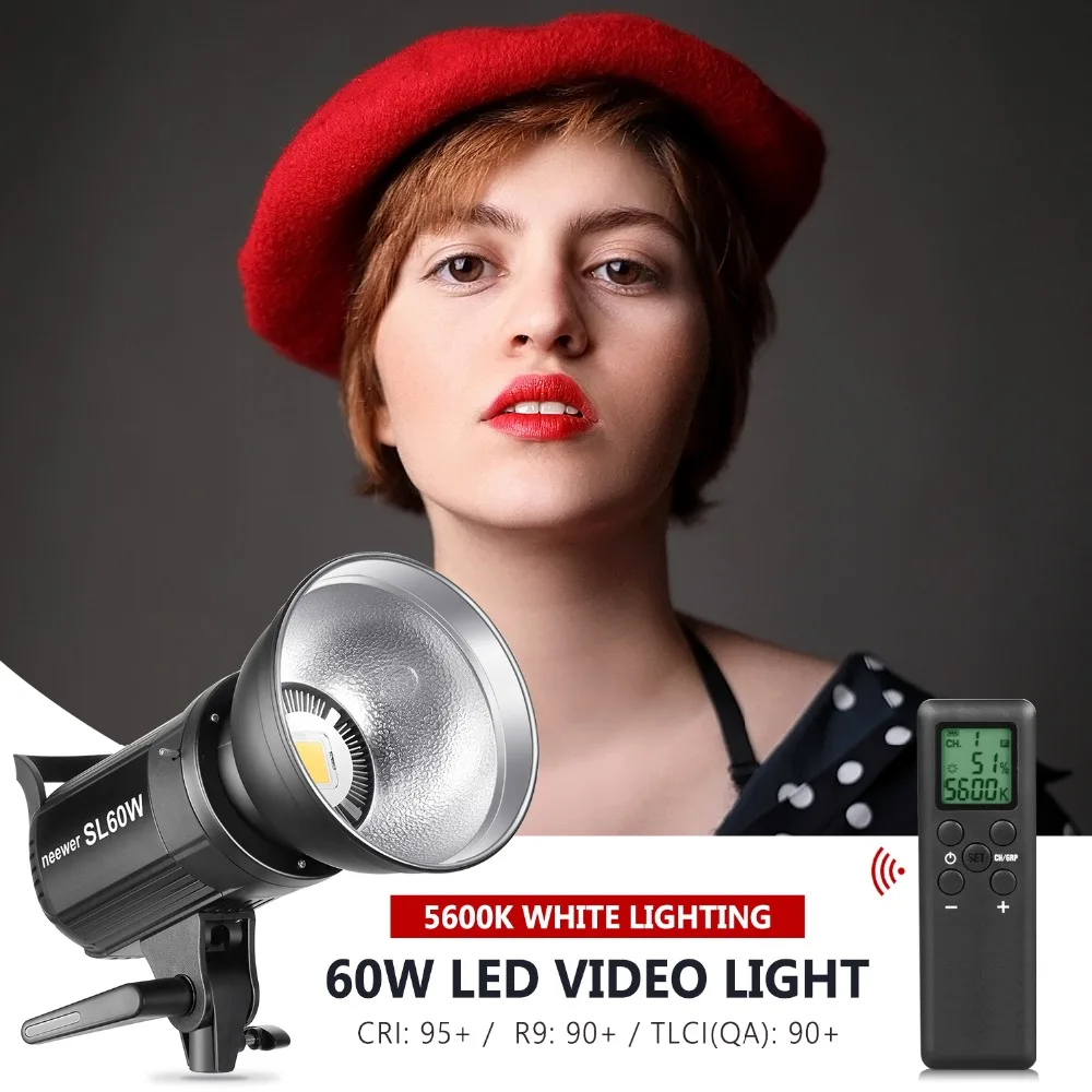 Neewer SL 60W светодиодный светильник для видео белая версия 5600K 60 Вт CRI 95 + TLCI 90 с