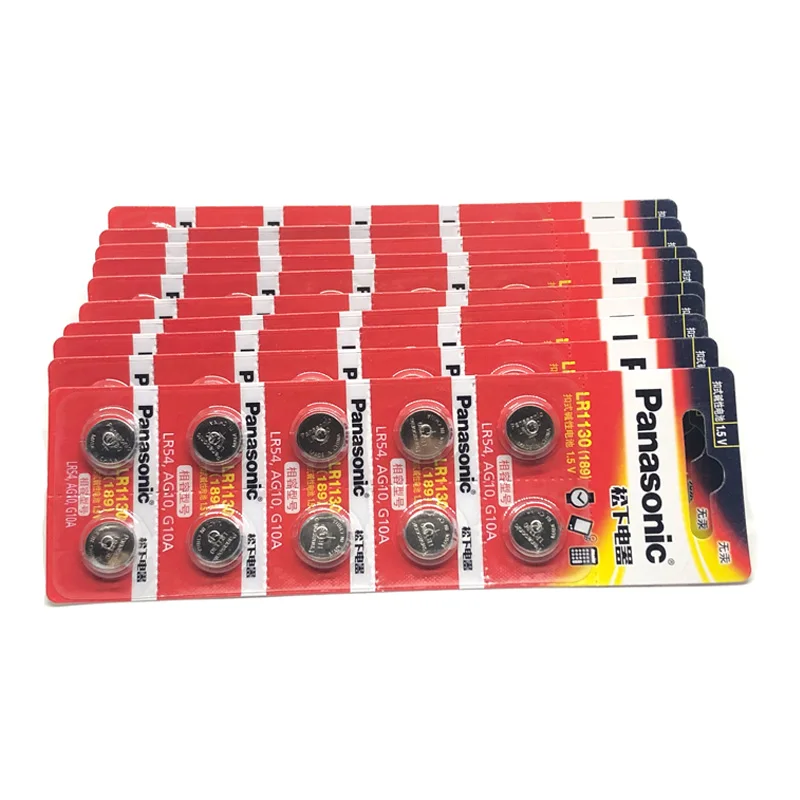 300 шт./лот новый оригинальный аккумулятор для Panasonic LR54 189 AG10 L1131 LR1130 G10 V10GA 389