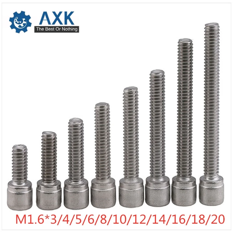 Allen Bolt Socket Cap Screw Stainless Steel 100pcs/lot M1.6 Hex Machine Stainlness Under 50pcs High Quality Service Electrical |
