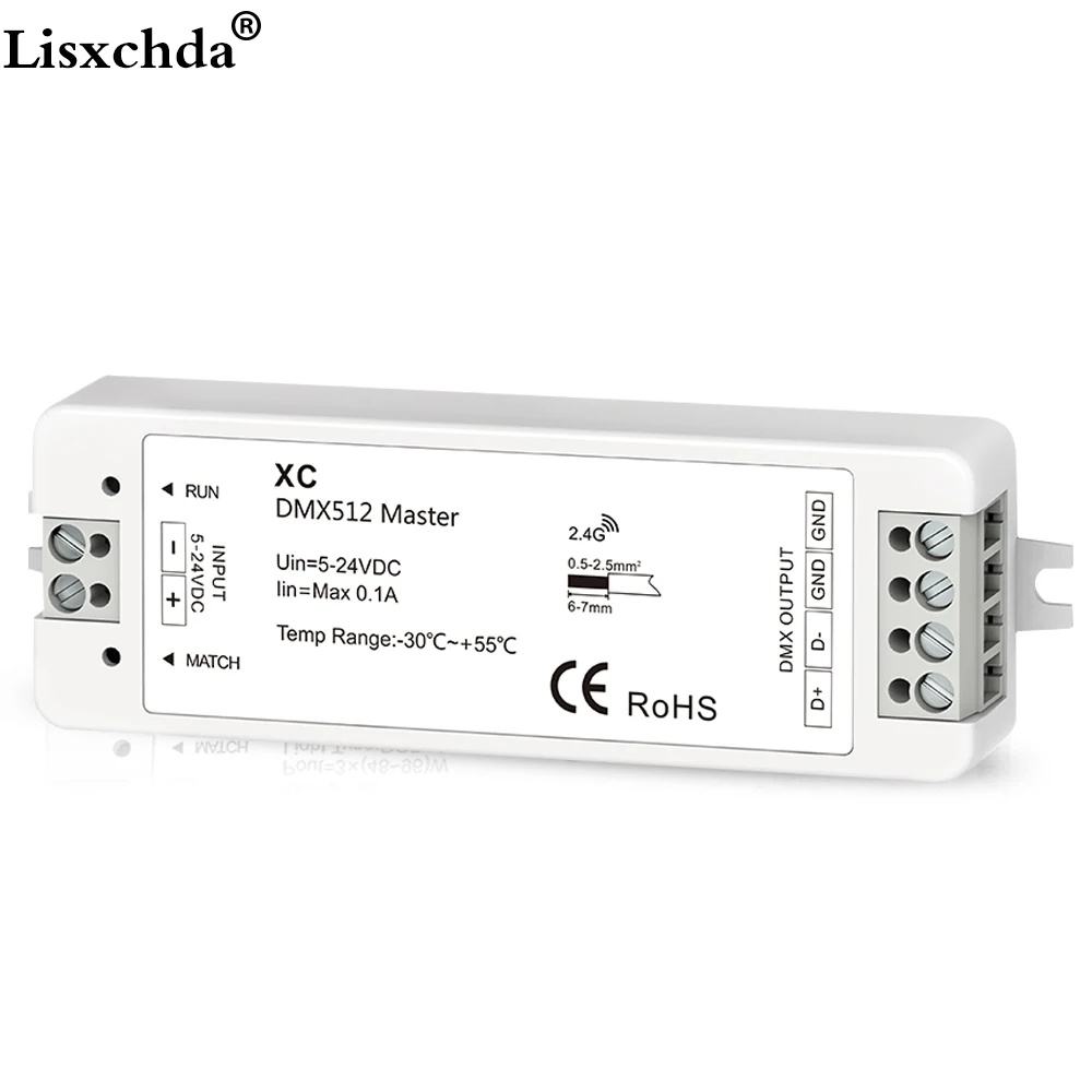 XC RGB главный контроллер dmx 5-24VDC вход DMX512 сигнал выход светодиодный R9 2 4G 27 ключ SPI