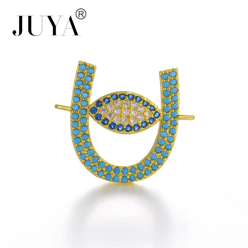 2018 NEW Design Blue Zircon Rhinestone Evil Eye Connector Charm Pendant For DIY Jewelry Making Fittings Accessories Parts | Украшения и