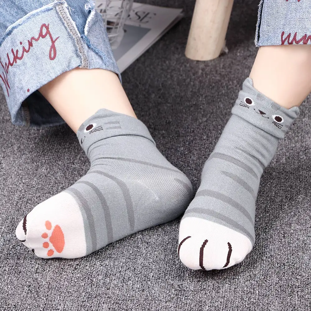 1 пара модных милых повседневных носков с рисунками животных из мультфильмов
