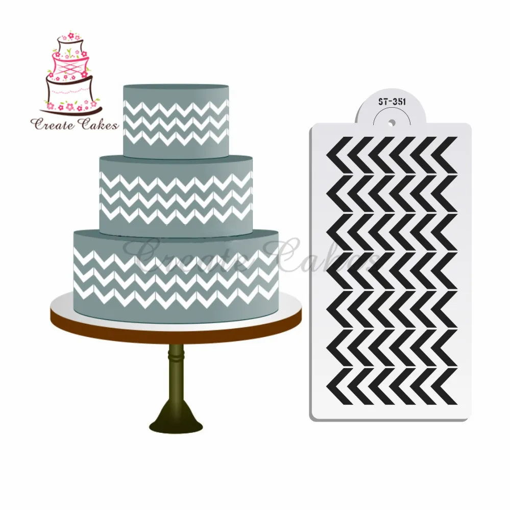 Шевронный трафарет для торта трафареты печенья настенный скребок помадной массы
