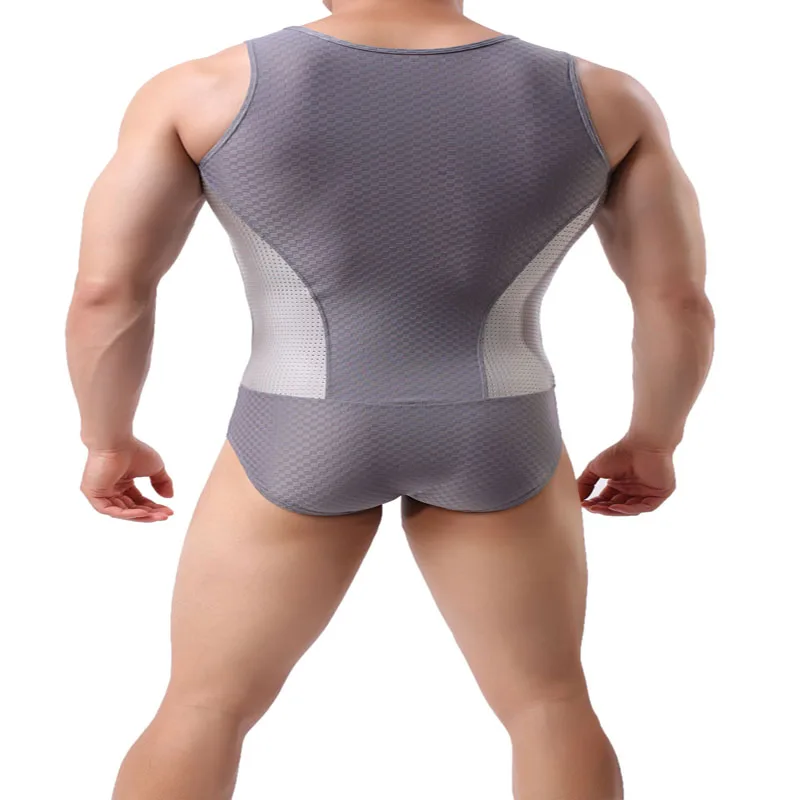 Men's Leotard Jumpsuit Bodysuits Body Building Shapers Tights Men Singlet Underwear Bikini One-piece Male Underwear Shapers