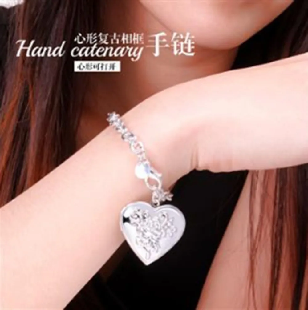 Медальон Кулон Сердце шаблон Подвески браслет посеребренные ювелирные изделия