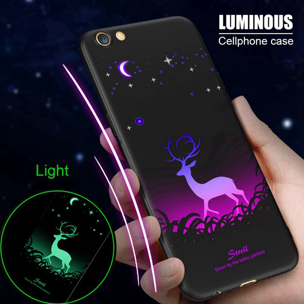 TOMKAS Luminous Cases For iPhone 7 Case Soft TPU Silicone Wolf Patterned Coque Phone 6 6s 8 Plus X Back Cover |