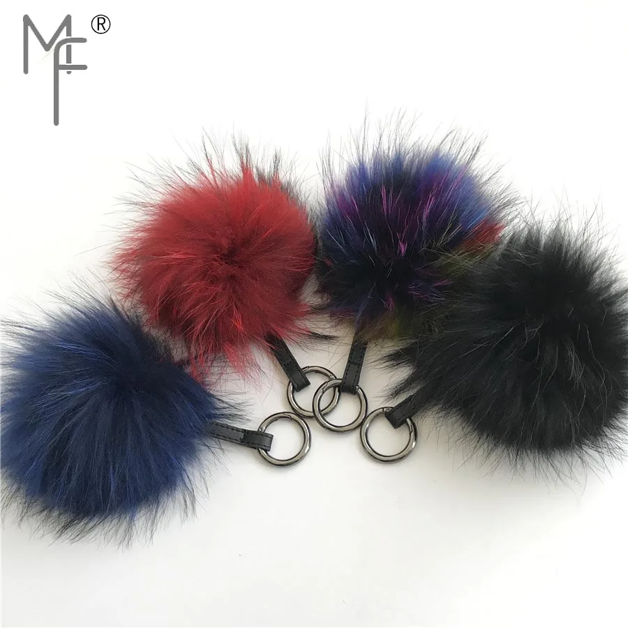 Магия Мех животных-Настоящее енота животных мяч pom Для женщин сумка кошелек Шарм