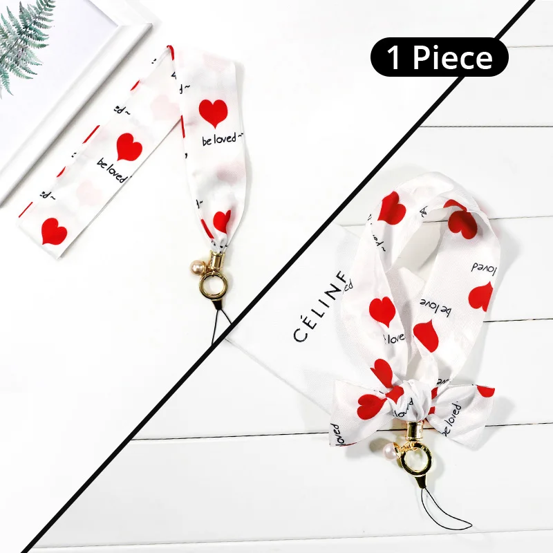 White Love PZOZ ремешок для мобильного телефона шнурок для ключей ID карта тренажерный зал USB бейдж держатель DIY повесить волнистую веревку мода Анти осень шеи цветочные ремешки - Цвет: White Love